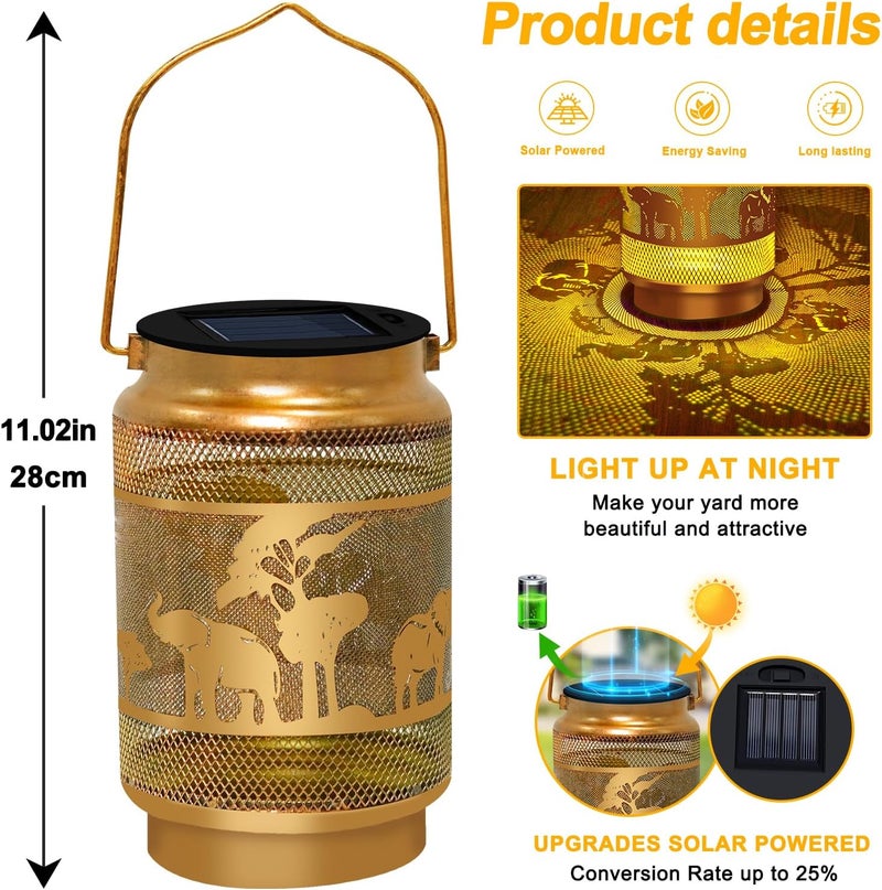 EDOF Solar Lanterns Outdoor Waterproof,Hanging Solar Lights Elephant Garden Decor, Elephant Decorative Lanterns for Yard Lawn Porch Patio Pathway Tabletop,Christmas Decorations Gift for Woman Grandma Mom - Image 5